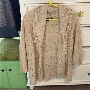 Saks Fifth Avenue Beige Tassel Cardigan